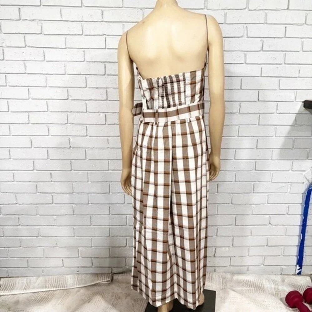 Anthropologie Maeve Women's Belted Square-Neck Strapless Plaid Dress - Size XL - Picture 6 of 12
